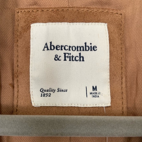 NWT Abercrombie & Fitch Tan Suede-Look Moto Jacket - Picture 4 of 6